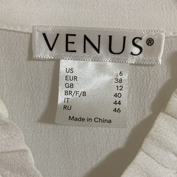 Venus size 6 white cold shoulder dressy blouse with “bling” - Picture 3 of 8